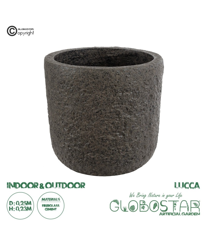 GloboStar® Artificial Garden LUCCA 20755 Επιδαπέδιο Πολυεστερικό Τσιμεντένιο Κασπώ Γλάστρα - Flower Pot Καφέ Φ25 x Υ23cm